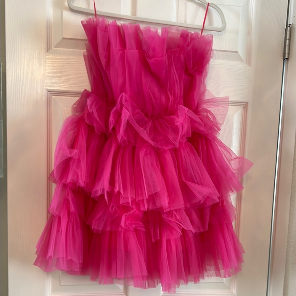Vici Pink Tulle Strapless Dress